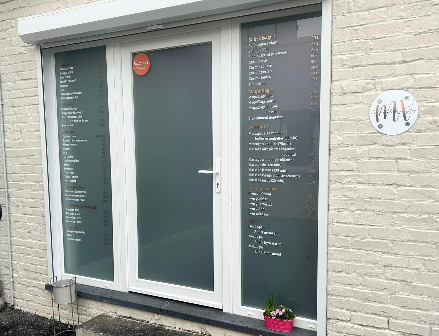 Lettrage vitrine - Le Cocktail des Sens à Jumet